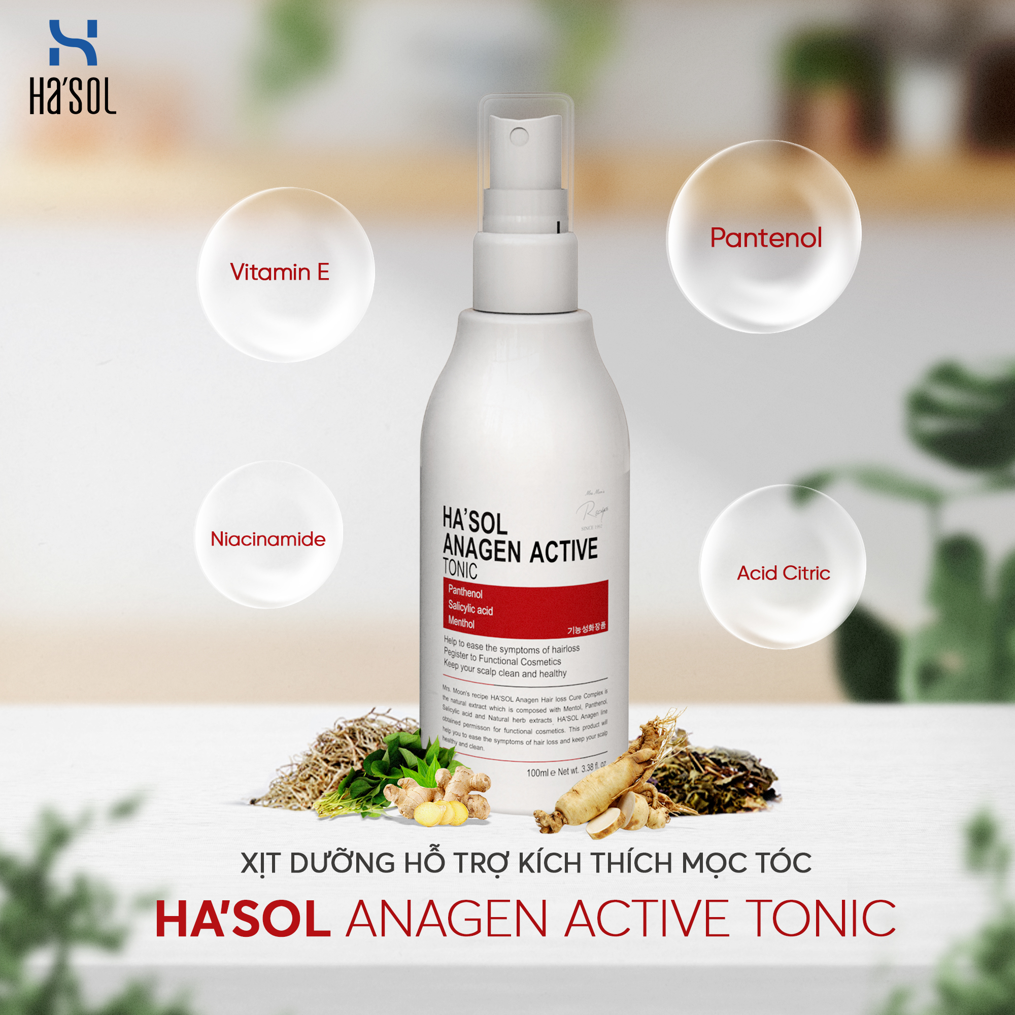 Xịt dưỡng hỗ trợ kích mọc tóc Ha'sol Anagen Active Tonic